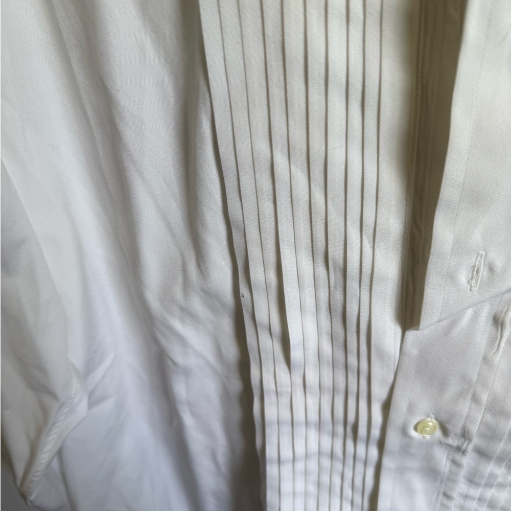 Men’s 16-33 Filo A Mana Tom James Pleated Long Sleeve Formal Dress Shirt - Picture 2 of 8